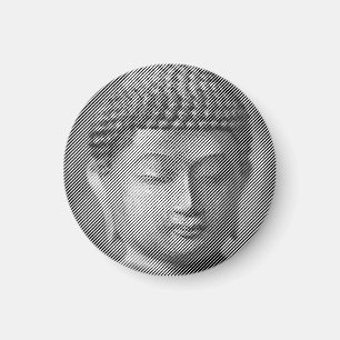 Svarta och vita Buddha Ansikte-statyn, bildad av L Magnet