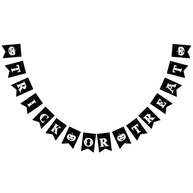 Svarta och vita Bus eller godis Halloween fest Vimplar (Alla)