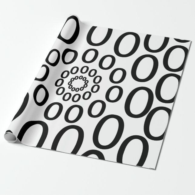 Svarta och vita cirklar geometriska presentpapper (Utrullad)