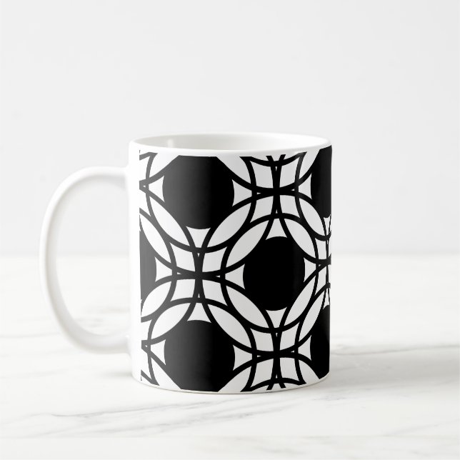Svarta och vita cirklar och punkter Mönster Kaffemugg (Vänster)
