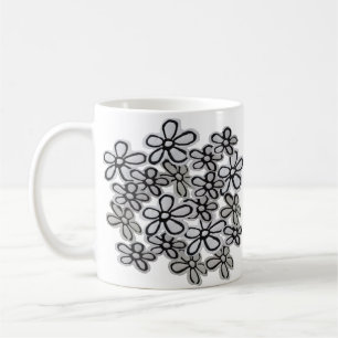 Svarta och vita Daisyn mönster Kaffemugg