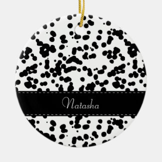 Svarta och vita Dalmatiska fläckar Julgransprydnad Keramik