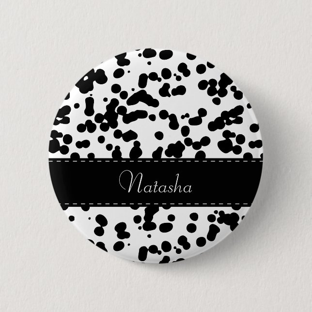 Svarta och vita Dalmatiska fläckar Knapp (Framsida)