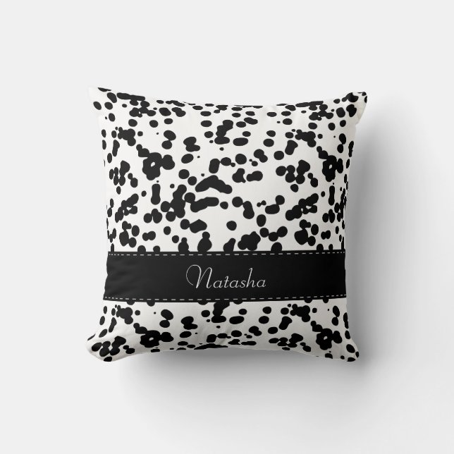 Svarta och vita Dalmatiska fläckar Kudde (Framsida)