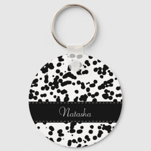 Svarta och vita Dalmatiska fläckar Nyckelring