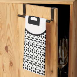 svarta och vita dalmatiska söta prickar monogram kökshandduk