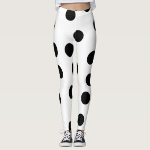 svarta_och_vita_dalmatiska_spot_mönster leggings