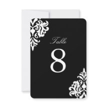 Svarta och vita Damasz bordskort