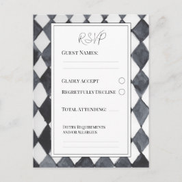Svarta och vita diamanter RSVP-brevkort Inbjudan Vykort