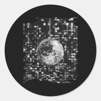 Svarta och vita Disco Boll Klubb Runt Klistermärke