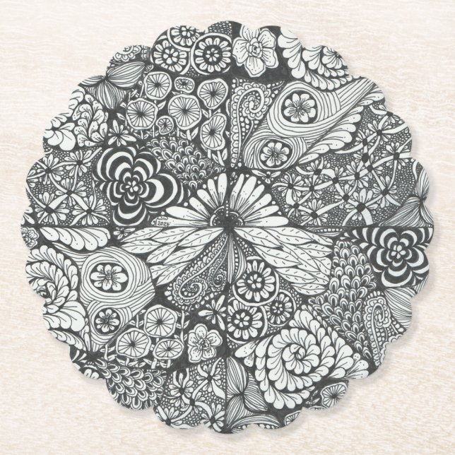 Svarta och vita dopkonst underlägg. underlägg papper (Framsida)