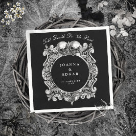 Svarta och vita Döskallar gotin Bröllop Pappersservett