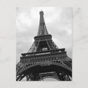 Svarta och vita Eiffel Torn Paris City Europe Vykort