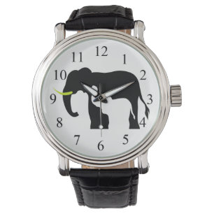 Svarta och vita elefanter armbandsur