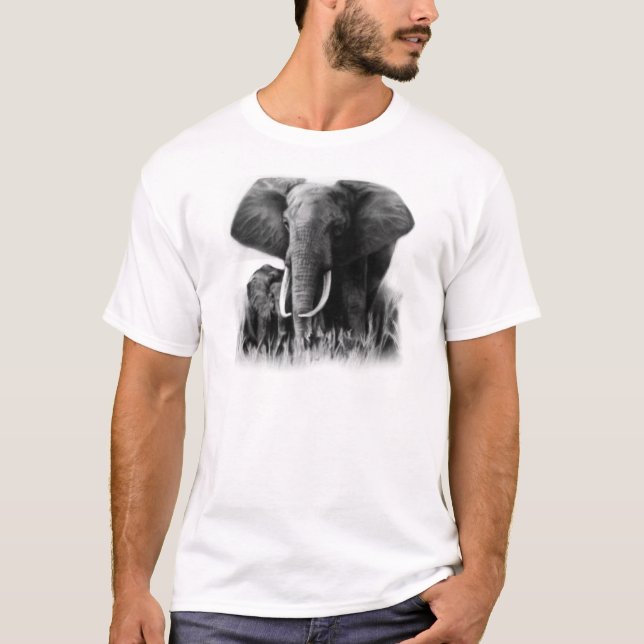 Svarta och vita elefanter tee (Framsida)