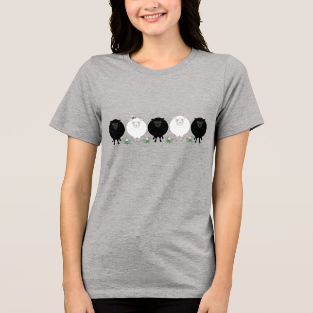 Svarta och vita får  t shirt (Framsida)