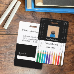 Svarta och vita färgpennor Lärar-ID-kort