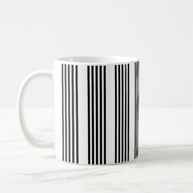 Svarta och vita fem rand mönster kaffemugg (Vänster)