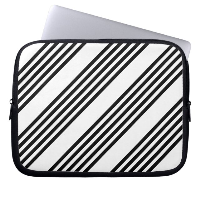 Svarta och vita fem rand mönster laptop fodral (Framsidan)