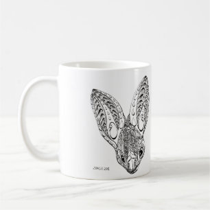 Svarta och vita Finare-Gulten Winged Fladdermus Te Kaffemugg