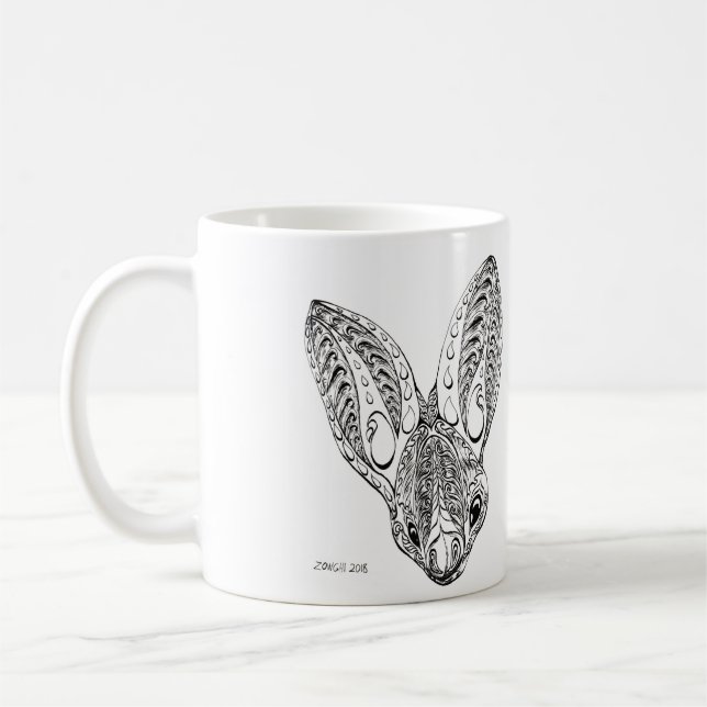 Svarta och vita Finare-Gulten Winged Fladdermus Te Kaffemugg (Vänster)