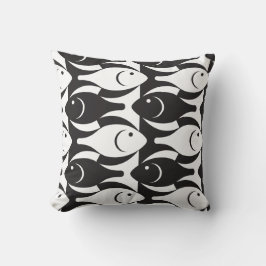 Svarta och vita fiskarna amerikanska MoJo Pillow Kudde