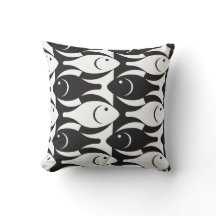 Svarta och vita fiskarna amerikanska MoJo Pillow