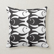 Svarta och vita fiskarna amerikanska MoJo Pillow