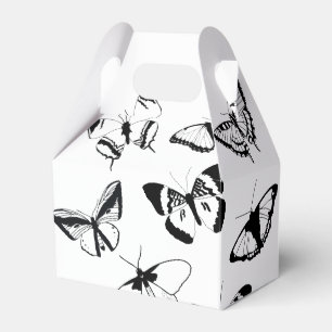Svarta och vita fjärilar presentaskar