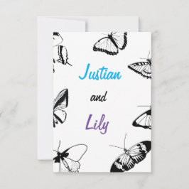 Svarta och vita fjärilar spara datumet