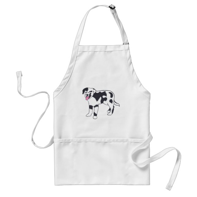 Svarta och vita fläckade Hund Aprons Förkläde (Framsidan)