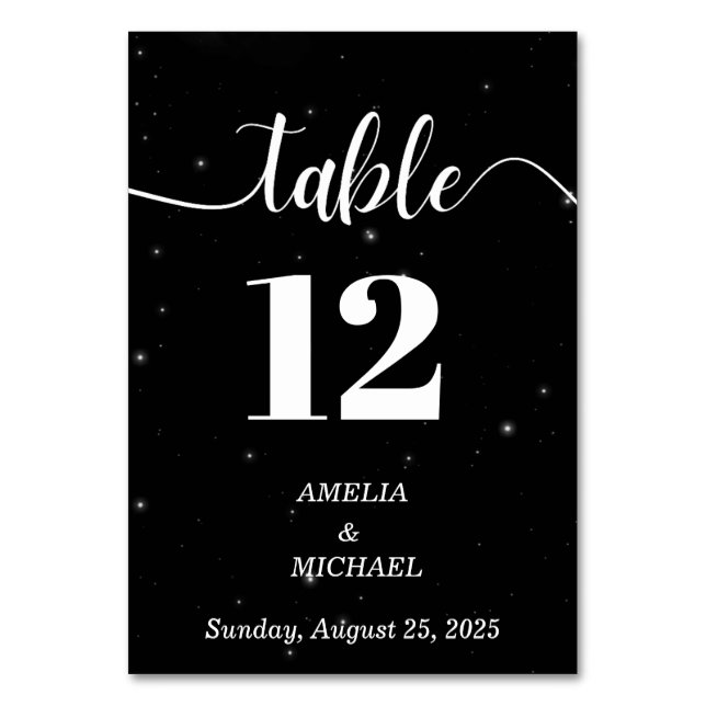 Svarta och vita fläckade moderna arvingar Bröllop Bordsnummer (Framsidan)