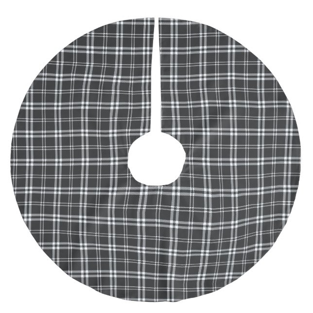 Svarta och vita fläckar julgransmatta borstad polyester (Framsidan)