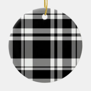 Svarta och vita fläckar julgransprydnad keramik