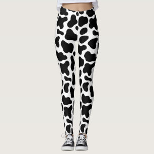 svarta och vita fläckar, ko mönster leggings