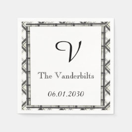 Svarta och vita fläckiga monogram Bröllop Pappersservett