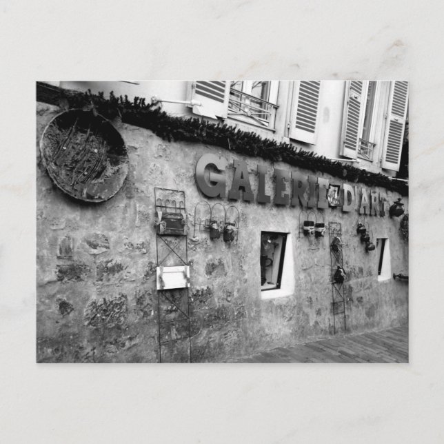 Svarta och vita foto av Galerie de Art i Paris Vykort (Framsida)