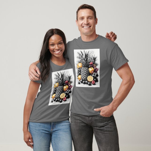 Svarta och vita frukter t shirt (Unisex)