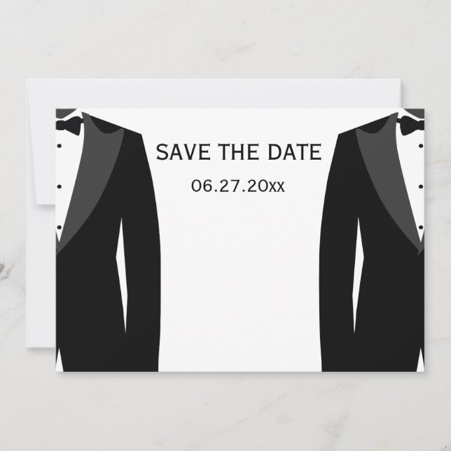 Svarta och vita gay bröllop Save The Dates Spara Datumet (Framsida)
