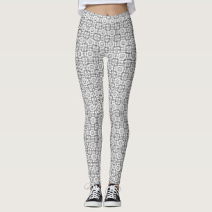 Svarta och vita geometriska fyrkantiga tryckta leg leggings