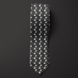 Svarta och vita geometriska katter slips