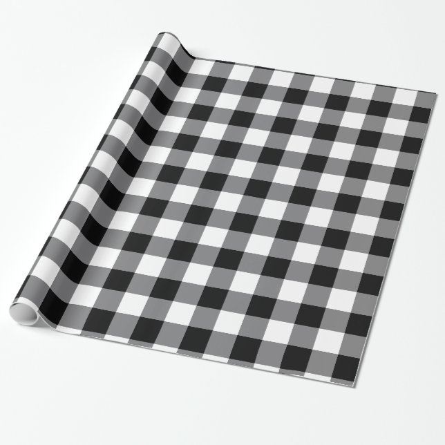 Svarta och vita Gingham Presentpapper (Utrullad)