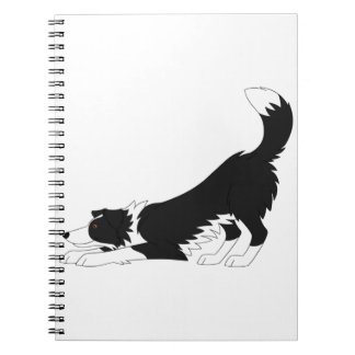 Svarta och vita Gräns Collie Yoga Anteckningsbok