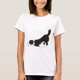 Svarta och vita Gräns Collie Yoga T Shirt