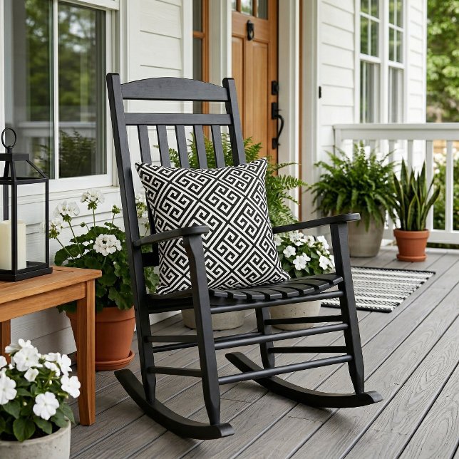 Svarta och vita grekiska Nyckel Mönster Kudde (Skapare uppladdad)