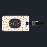 Svarta och vita Guld Glitter City Dots Monogram Bagagebricka<br><div class="desc">Mönster är modernt och trendrikt med prickar från Faux guld glitter. Ursprunglig design efter Hound och Partridge</div>