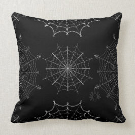 Svarta och vita Halloween-Spindelnät Kudde