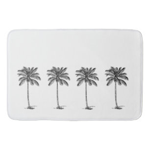 Svarta och vita Handflatan Palmetto Träd Badrumsmatta