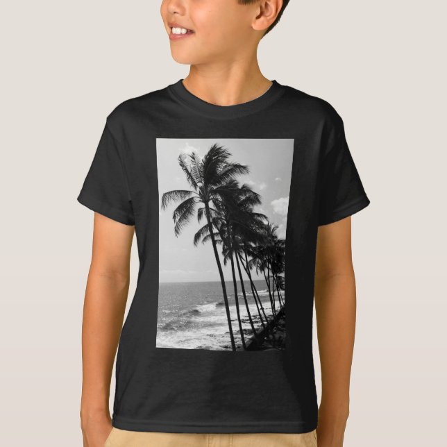Svarta och vita Handflatan Träd T Shirt (Framsida)