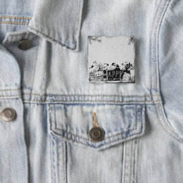 Svarta och vita Happy halloween Party Knapp